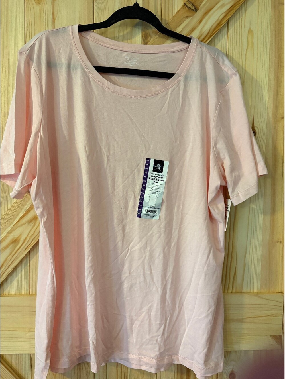 Member's Mark Ladies Essential Crewneck Short Sleeve Tee XXL Light Pink